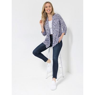 KIM & CO. Cardigan, 3/4-Arm Brazil Knit Jersey geraffter Ärmelsaum figurumspielend