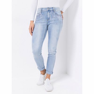 DINE 'N' DANCE Jeanshose Salsa 5-Pocket-Style Strassstein-Detail schmales Bein