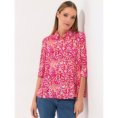 STEFFEN SCHRAUT Bluse, Capri 3/4-Arm gerafft durchgeknöpft leger weit