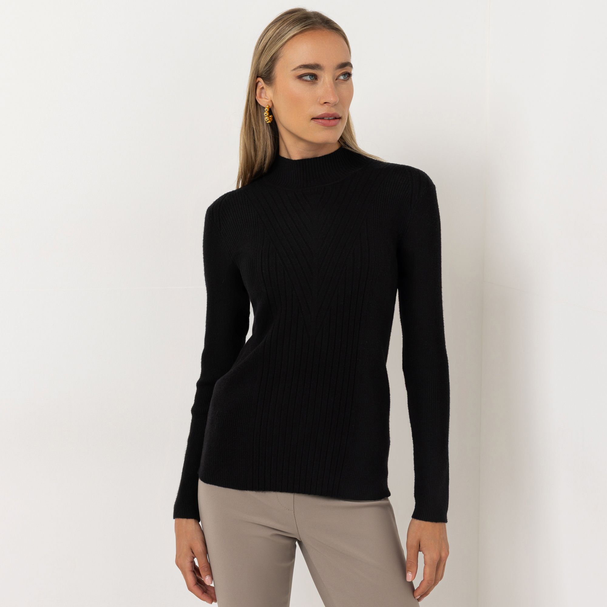 STEFFEN SCHRAUT Pullover Stehkragen Rippenstrick figurbetont