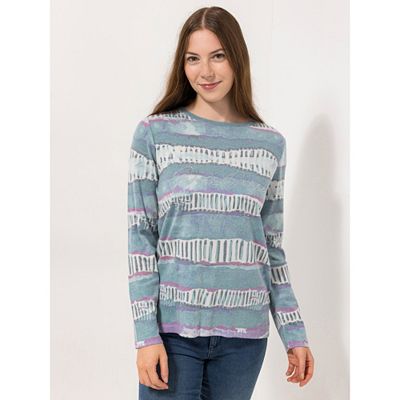 Thumbnail - DINE 'N' DANCE Pullover, 1/1-Arm Allover-Druck seitlicher Schlitz figurumspielend