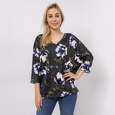 KIM & CO. Shirt, 3/4-Arm Brazil Knit Jersey überschnittener Ärmel figurumspielend