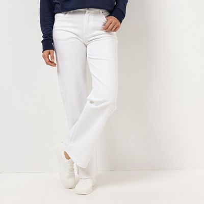 STRANDFEIN Jeanshose lange Form Logo-Badge Bootcut