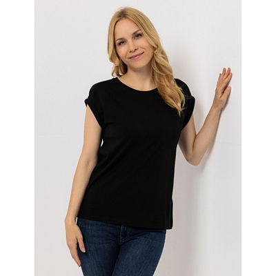 ANNI FOR FRIENDS Shirt Rundhalsausschnitt Ärmelaufschlag leger weit