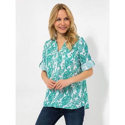 DINE 'N' DANCE Bluse,7/8-Arm Rundhalsausschnitt Ärmelriegel leger weit