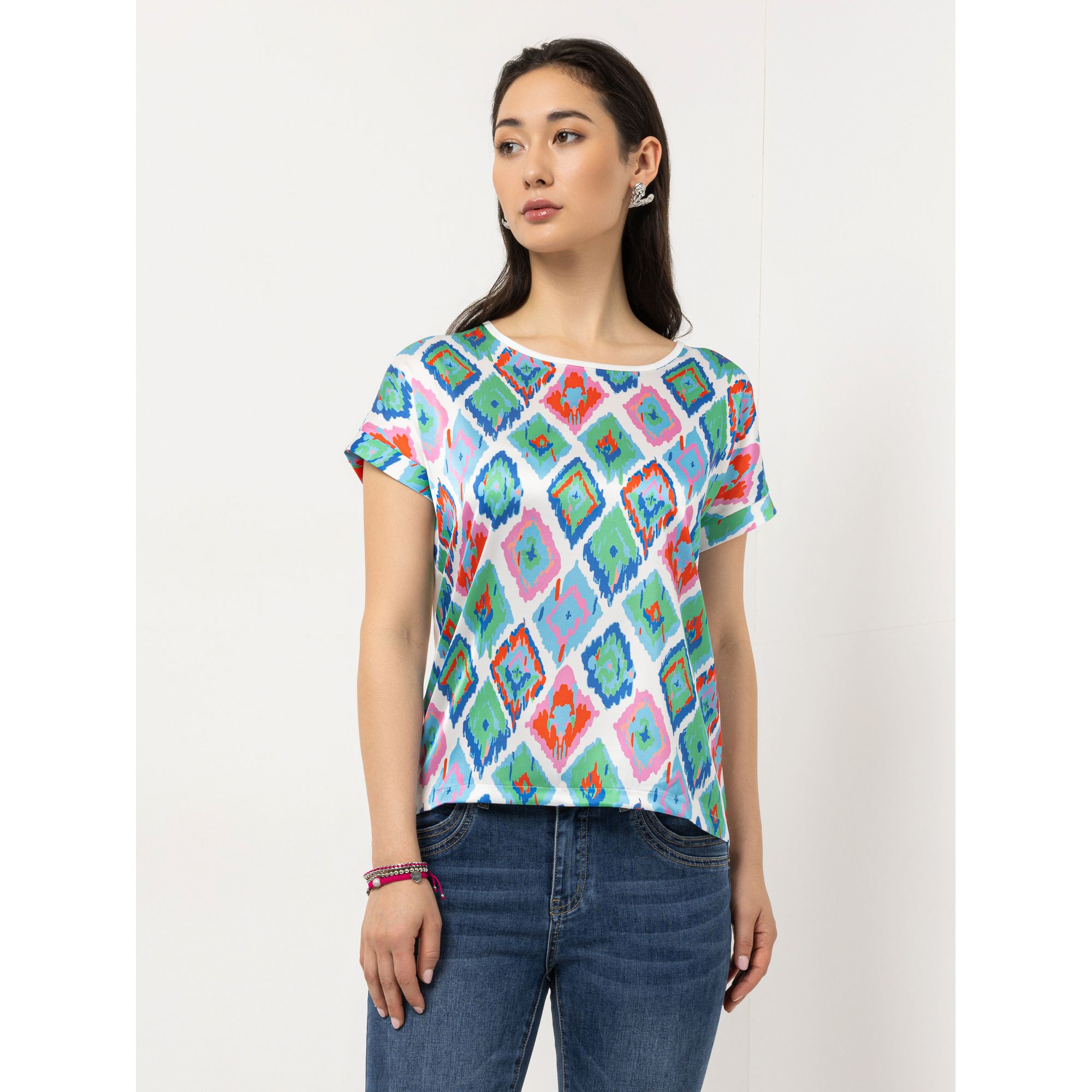 STEFFEN SCHRAUT Blusenshirt Havanna Rundhalsausschnitt Materialmix leger weit