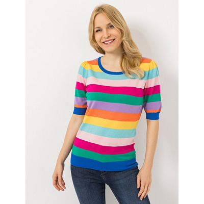 ANNI FOR FRIENDS Pullover langer Halbarm Rundhalsausschnitt figurumspielend