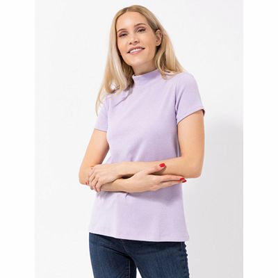 KIM & CO. Shirt, 1/2-Arm Feinstrick-Optik Stehkragen figurumspielend