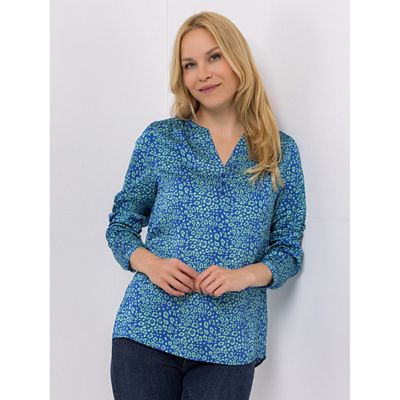 Thumbnail - ANNI FOR FRIENDS Bluse Anna, 1/1-Arm Serafino-Ausschnitt hinten länger leger weit
