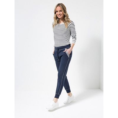 STRANDFEIN Jogginghose Tunnelzug Eingrifftaschen schmales Bein