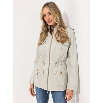 STRANDFEIN Lederjacke Lammnappa Tunnelzug figurbetont