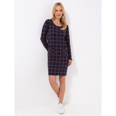 EVA LUTZ Kleid Rundhalsausschnitt Allover-Muster figurumspielend