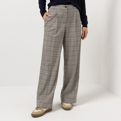 STRANDFEIN Hose lange Form Hahnentritt weites Bein