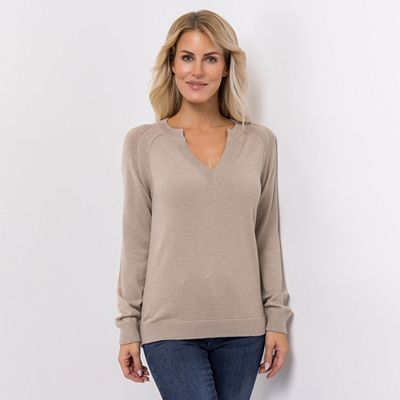 EVA LUTZ Pullover V-Ausschnitt Kaschmir-Anteil figurumspielend