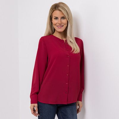 DINE 'N' DANCE Bluse, 1/1-Arm kleiner Stehkragen Knopfleiste leger weit