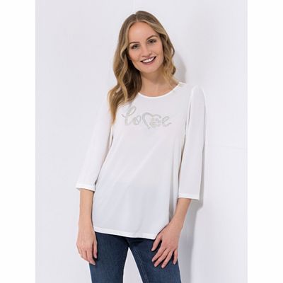 KIM & CO. Shirt, 3/4-Arm Deluxe Brazil Knit Folien-Druck figurumspielend
