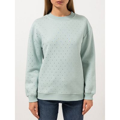 STEFFEN SCHRAUT Sweatshirt Rundhalsausschnitt Strass-Details leger weit