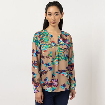 STEFFEN SCHRAUT Bluse Mailand Serafino-Ausschnitt Brusttaschen figurumspielend