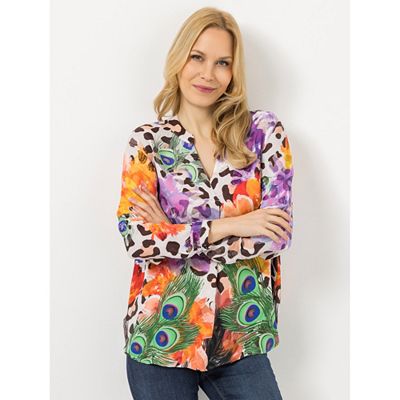Thumbnail - DINE 'N' DANCE Bluse, 1/1-Arm Ärmelriegel Allover-Druck leger weit