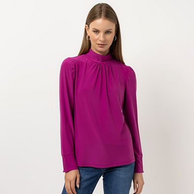 STEFFEN SCHRAUT Shirt mit Stehkragen hintere Manschette gesmokt figurumspielend