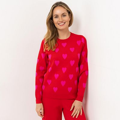 ANNI FOR FRIENDS Pullover, 1/1-Arm Rundhalsausschnitt Jacquard-Strick figurumspielend