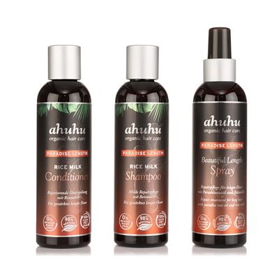 ahuhu organic hair care Rice Milk Shampoo Conditioner und Length Spray je 200ml