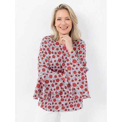 KILIAN KERNER SENSES Blusenshirt, Langarm Volant-Ärmelsaum Seitenschlitze figurumspielend