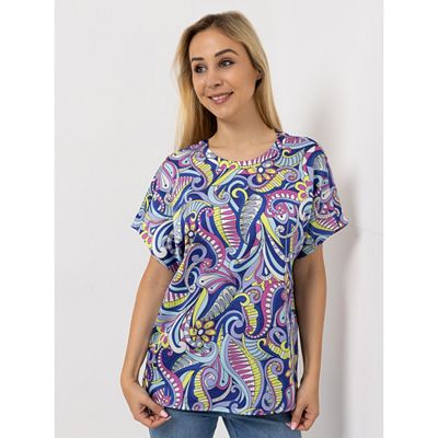 Thumbnail - ANNI FOR FRIENDS Bluse, 1/2-Arm Bindedetail hinten Allover-Druck leger weit
