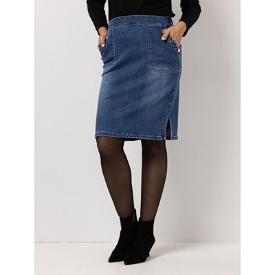 Thumbnail - KILIAN KERNER SENSES Jeansrock, knielang Rundumdehnbund Front-Taschen Bleistiftform