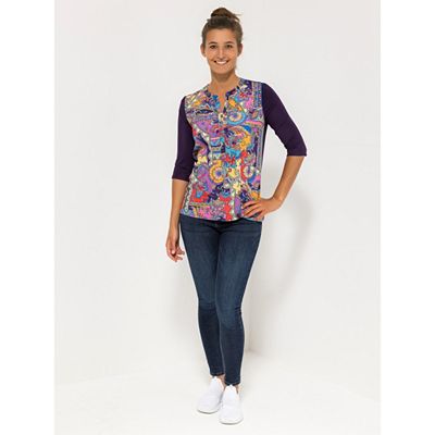 ANNI FOR FRIENDS Blusenshirt, 3/4-Arm Rücken und Ärmel in Jersey figurumspielend