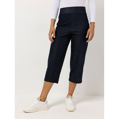 KIM & CO. Hose wadenumspielend Denim Jersey breiter Bund gerader Beinverlauf