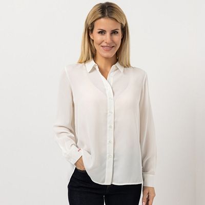 STRANDFEIN Bluse Hemdblusenkragen Falte am Rücken leger weit