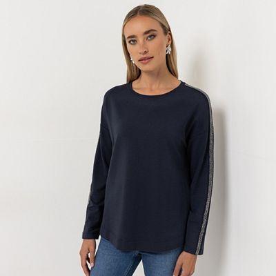 Thumbnail - STEFFEN SCHRAUT Sweatshirt Rundhalsausschnitt Glitzer-Galon leger weit