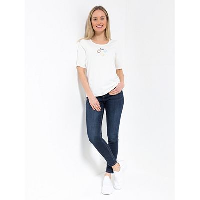 EVA LUTZ Shirt langer Halbarm Logo-Stickerei figurumspielend