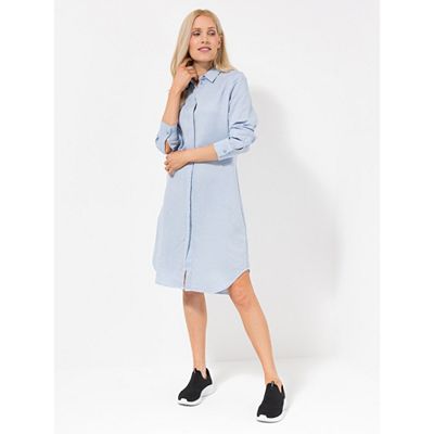 Thumbnail - ANNI FOR FRIENDS Kleid, 1/1-Arm Knopfleiste Hemdblusenkragen leger weit