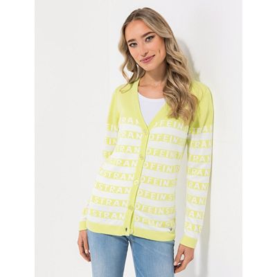 STRANDFEIN Cardigan V-Ausschnitt Logo-Intarsie figurumspielend