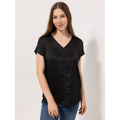 DINE 'N' DANCE Blusenshirt V-Ausschnitt Zierblende leger weit