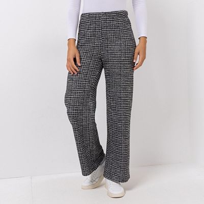 KIM & CO. Hose, 1/1-Länge Jersey, Boucle-Optik Rundumdehnbund weiter Beinverlauf