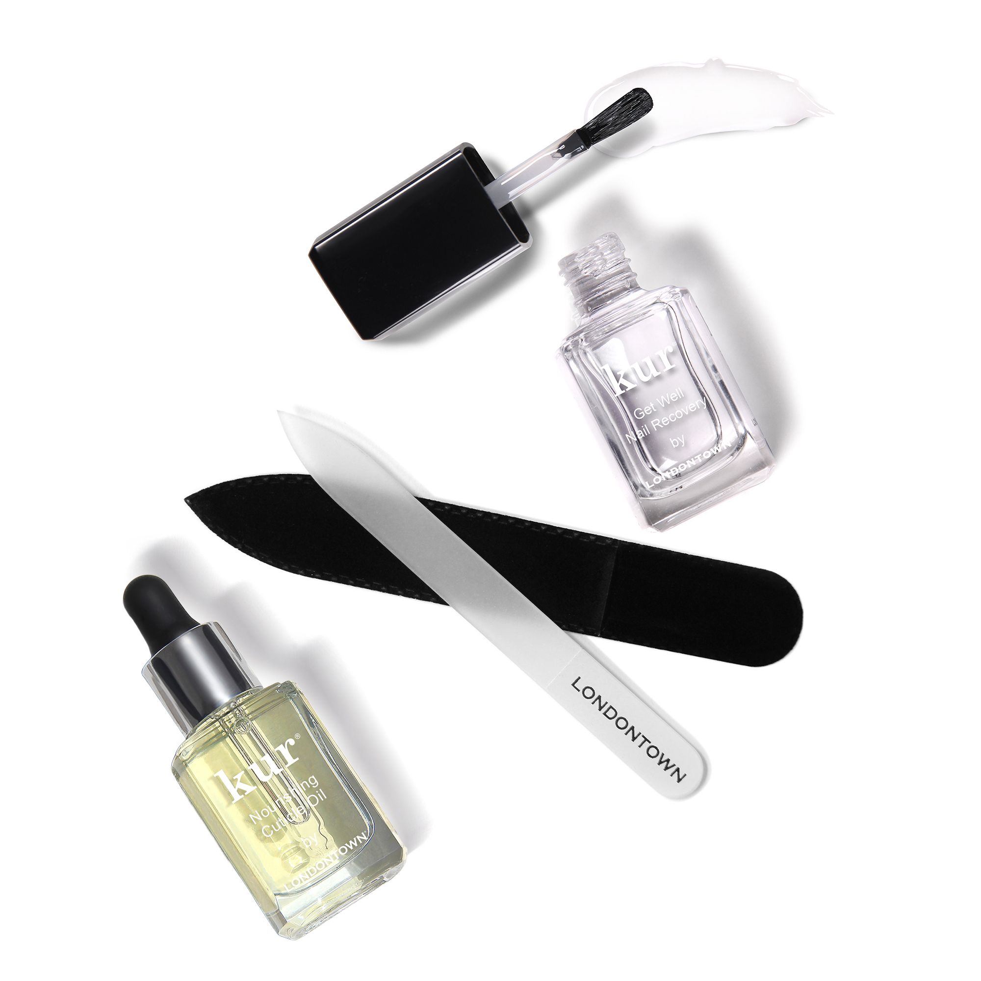 LONDONTOWN Nagelpflege-Set Nagelöl 12ml & Intensivkur 12ml & Glasfeile