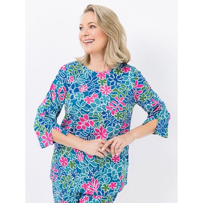 KILIAN KERNER SENSES Bluse, 3/4-Arm Rundhals floraler Druck figurumspielend