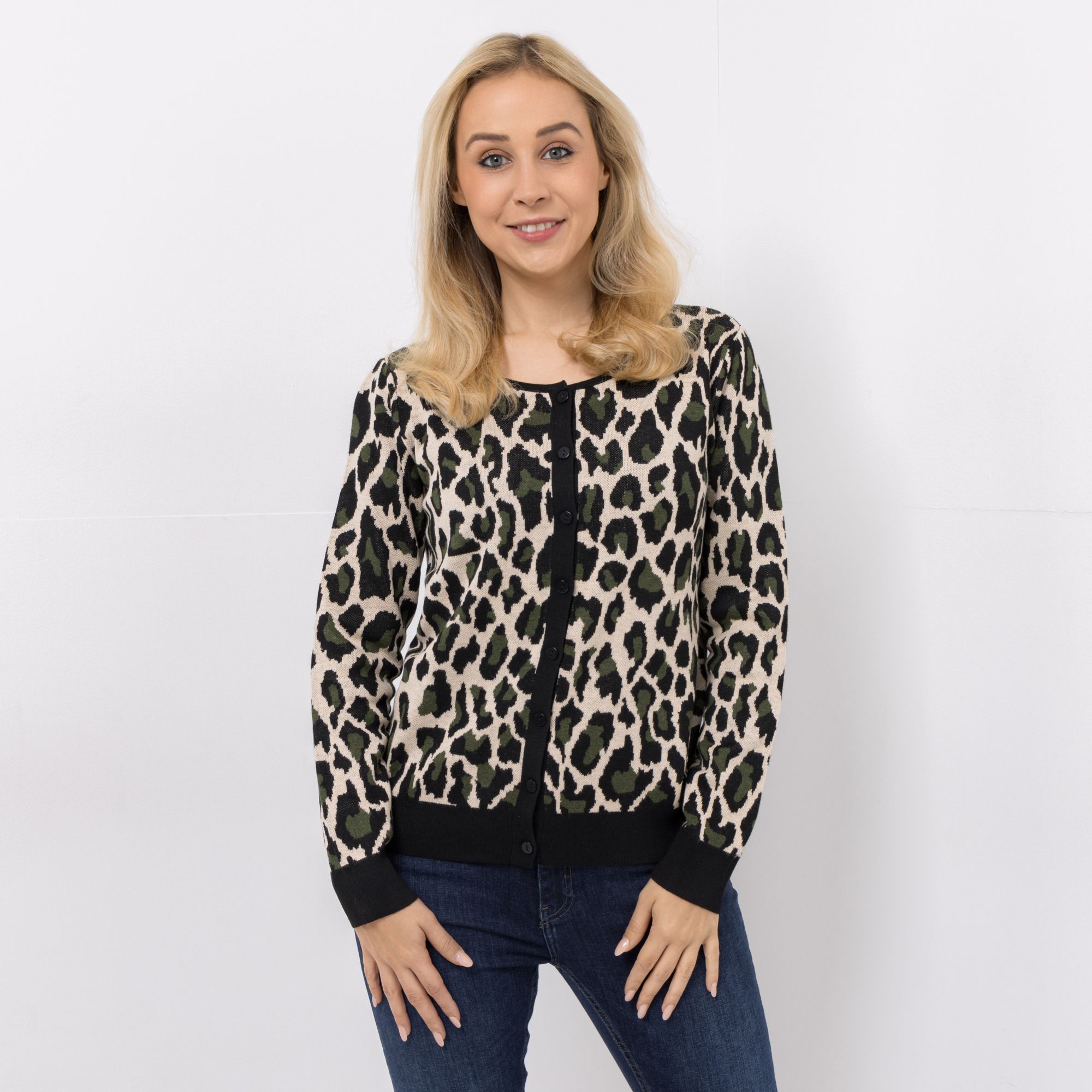 EVA LUTZ Cardigan Rundhalsausschnitt Knopfleiste figurumspielend