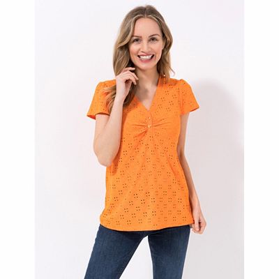 Thumbnail - KIM & CO. Shirt, Flügelärmel Jersey, Lochstickerei V-Ausschnitt figurumspielend