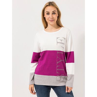 Thumbnail - DINE 'N' DANCE Pullover, 1/1-Arm Rundhalsausschnitt Schriftzug figurumspielend