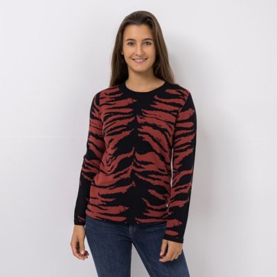 EVA LUTZ Pullover Rundhalsausschnitt Jacquardstrick figurumspielend