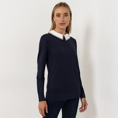 STEFFEN SCHRAUT Pullover Lausanne Hemdkragen mit Zierkette figurumspielend