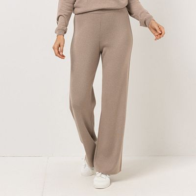 STRANDFEIN Strickhose lange Form Kontrastpiping weites Bein