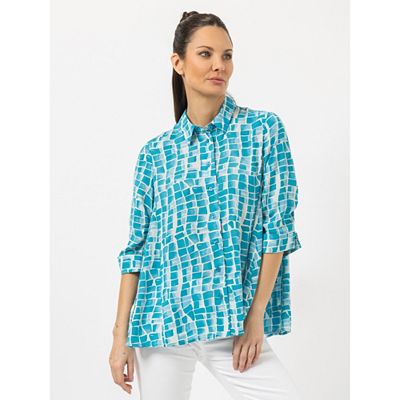 STEFFEN SCHRAUT Bluse Capri, 3/4 Arm Hemdkragen Raffung am Ärmel leger weit