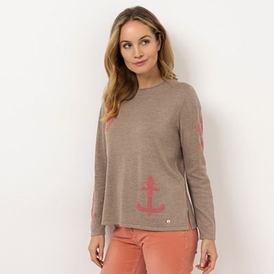 Thumbnail - STRANDFEIN Pullover leichter Stehkragen Intarsien figurumspielend