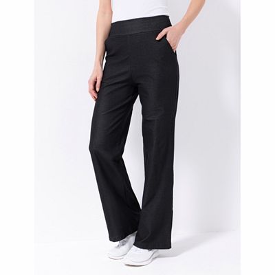 KIM & CO. Hose, lange Form Deluxe Denim Knit 2 Eingrifftaschen weites Bein