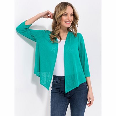 KIM & CO. Bolero, 3/4-Arm Leinen Optik Jersey offene Front figurumspielend